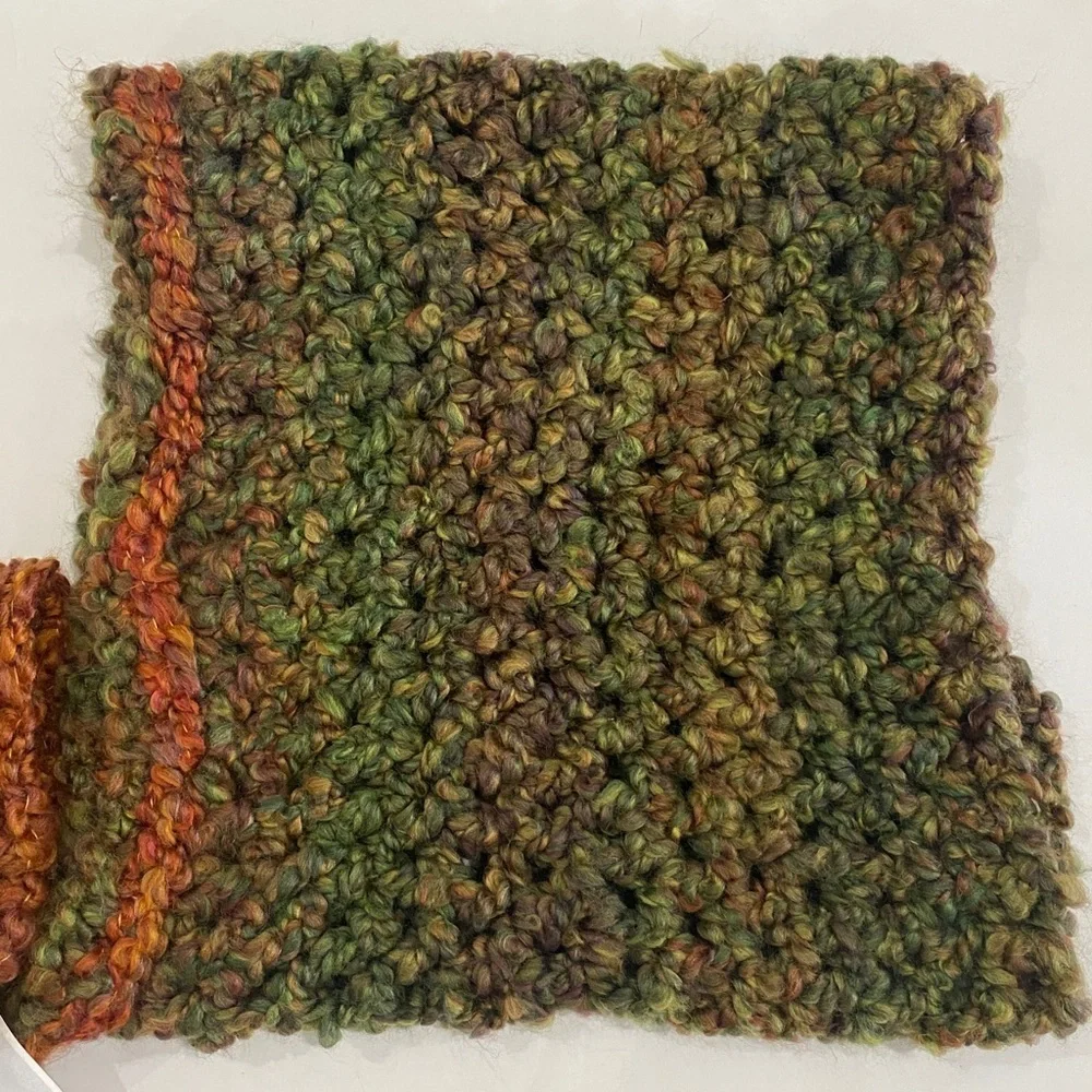 Lion Brand Yarns handmade knit hat and infinity neck scarf bundle
